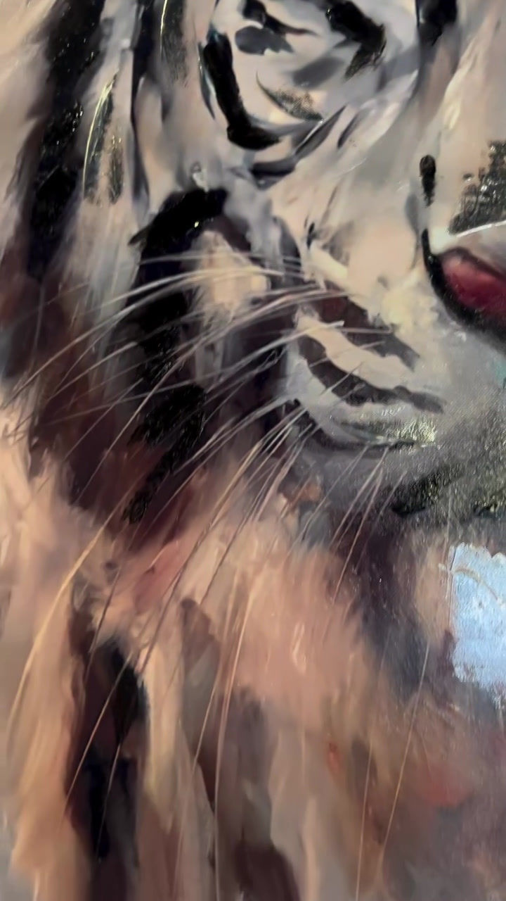 Küçük resim: Snow Tiger  ( Sanatsal Yağlı Boya Dokulu Tablo )