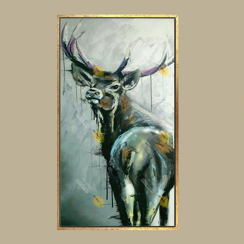 Küçük resim: Golden Deer ( Sanatsal Yağlı Boya Dokulu Tablo )