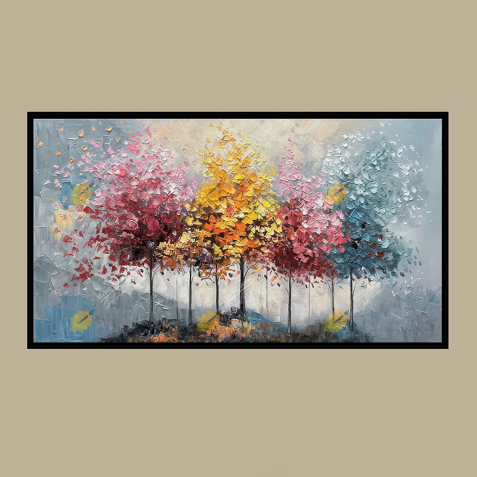 Küçük resim: Trees on the Hill  ( Sanatsal Yağlı Boya Dokulu Tablo )