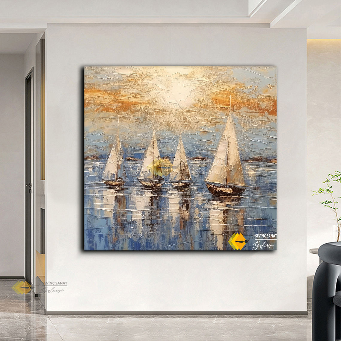 Strolling İn The Sun ( Sanatsal Yağlı Boya Dokulu Tablo )