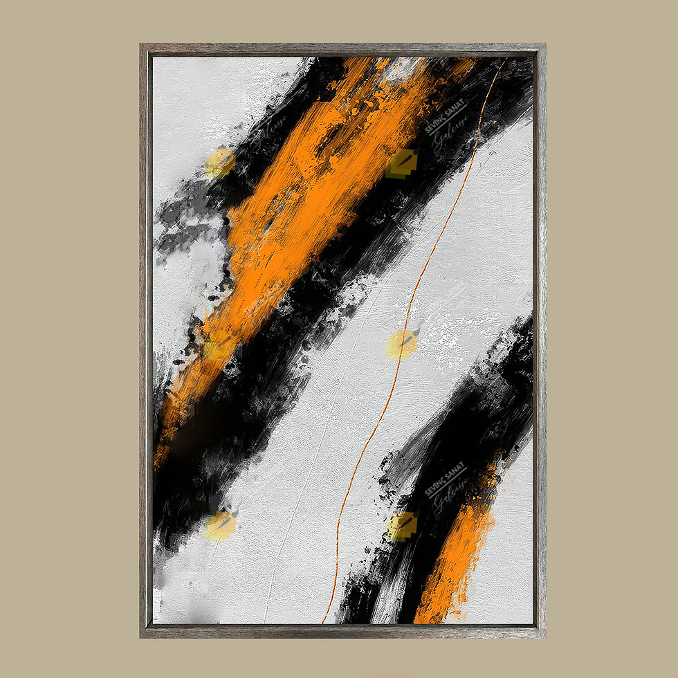 Küçük resim: Abstract Orange Black ( Sanatsal Yağlı boya Dokulu Tablo )