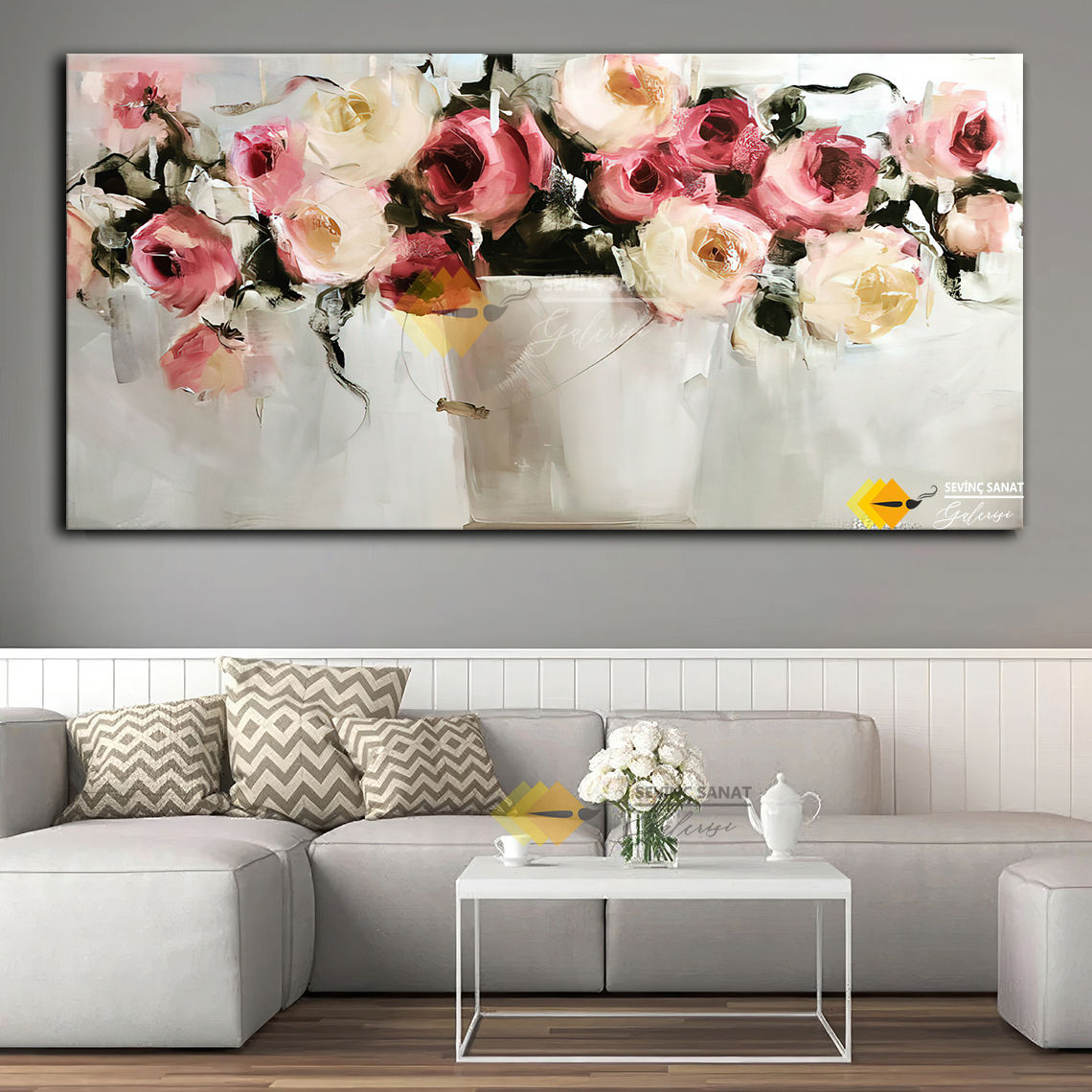 Garden Flowers ( Sanatsal Yağlı Boya Dokulu Tablo )