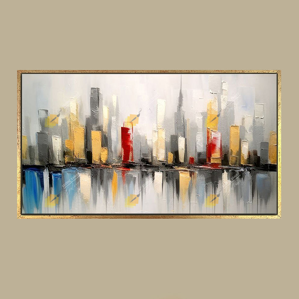 Küçük resim: New City ( Sanatsal Yağlı Boya Dokulu Tablo )
