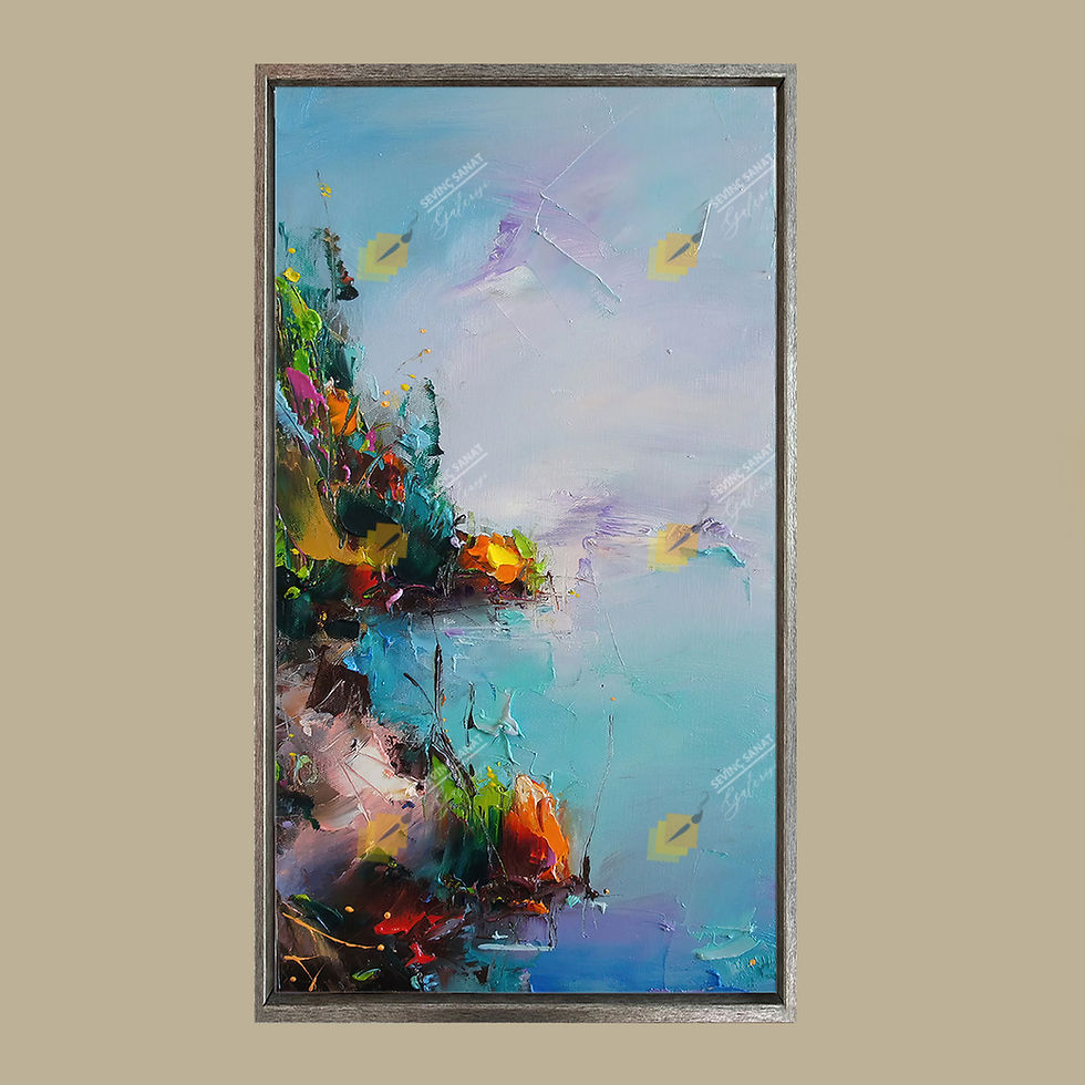 Küçük resim: Abstract Colorful Landscape ( Sanatsal Yağlı Boya Dokulu Tablo )