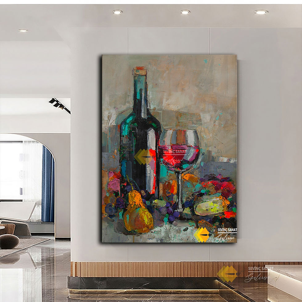Küçük resim: Wine, Cheese, Fruit ( Sanatsal Yağlı Boya Dokulu Tablo )