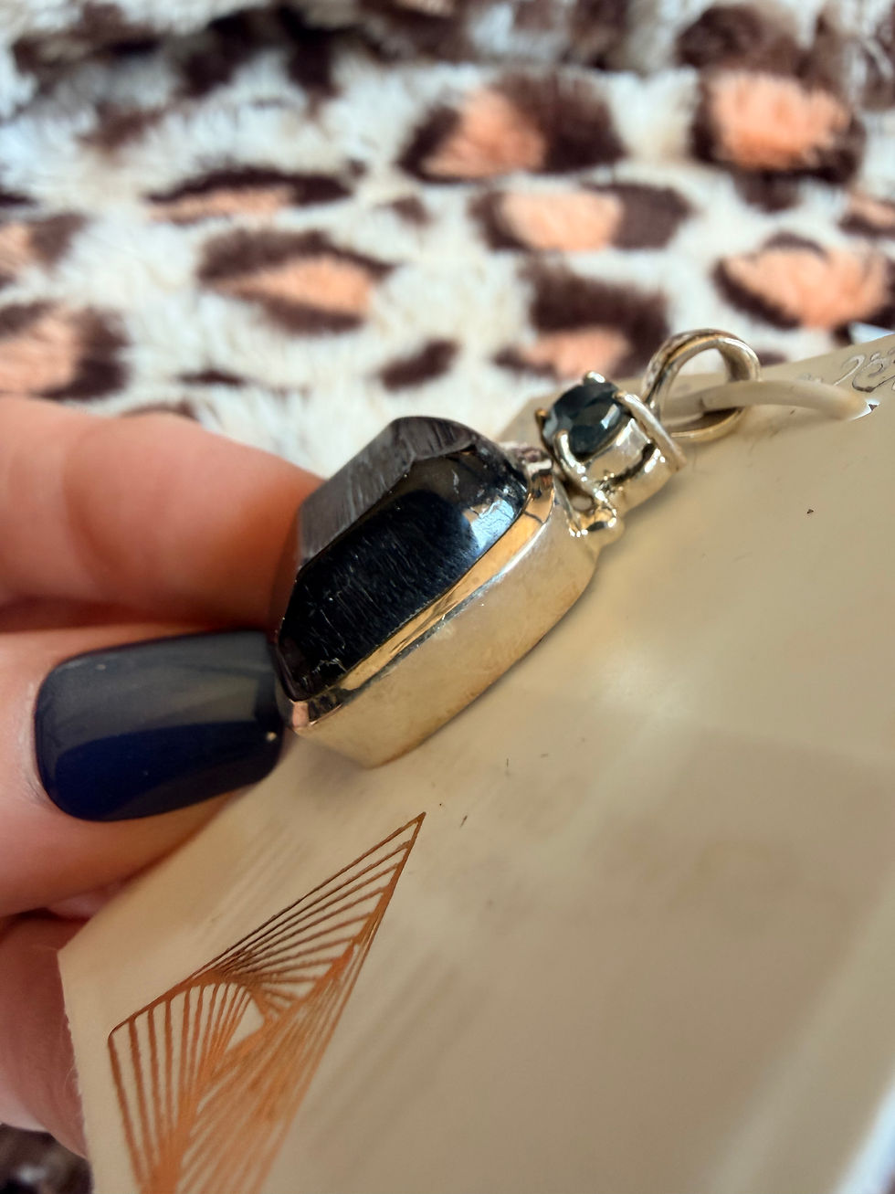 Thumbnail: Blue kyanite - black tourmaline pendant 