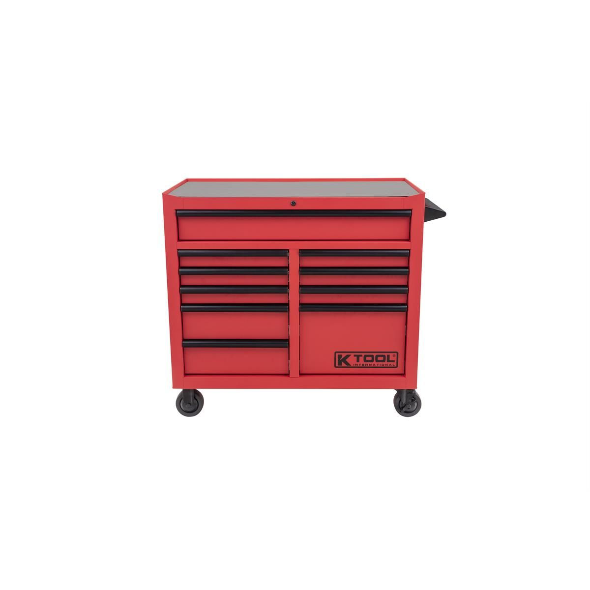 K Tool International Tool Box 41 Inch Premium 10 Drawer Double Bay (Matte Red)
