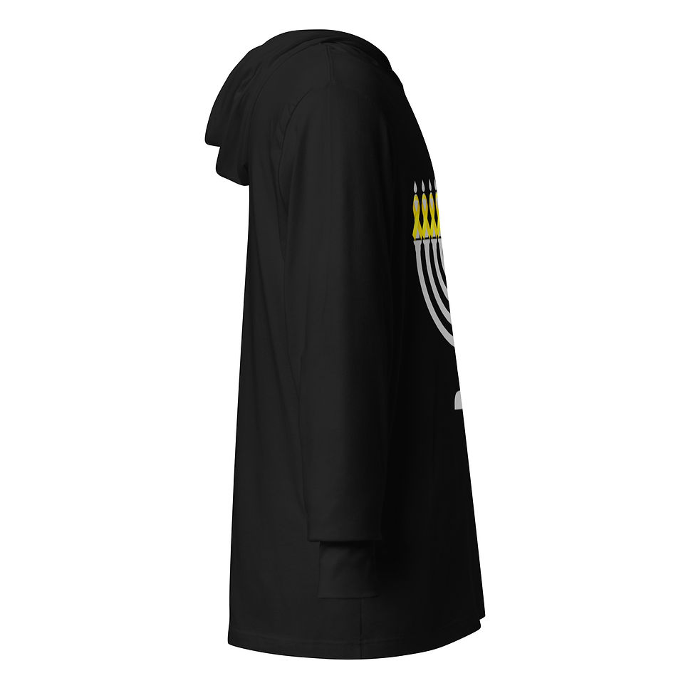 Thumbnail: Yellow Ribbon Menorah Hooded long-sleeve tee