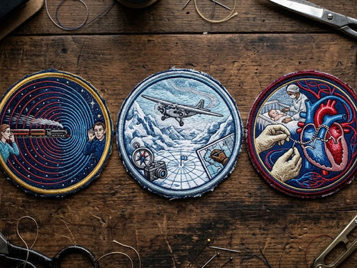 3 badges representing science related events from November 29th