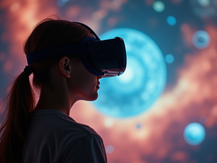 Student exploring the solar system with VR technology