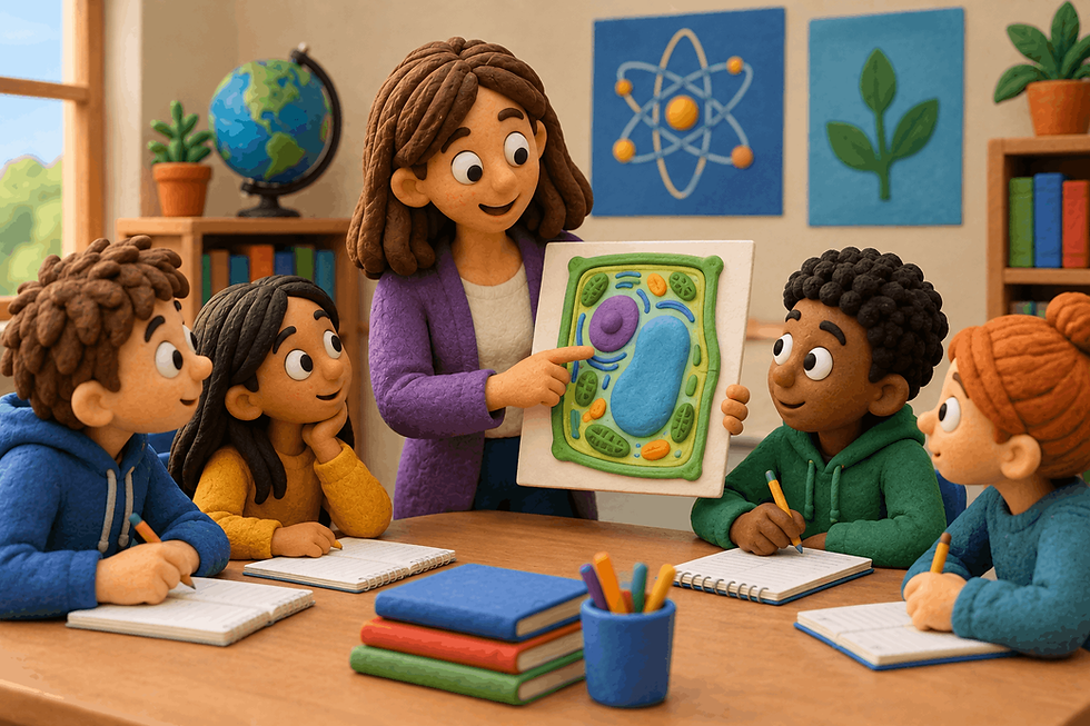 A claymation style image on the topic of scientific vocabulary