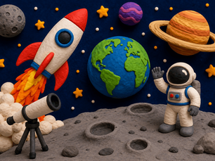 A clay style image to inspire on space science vocabulary