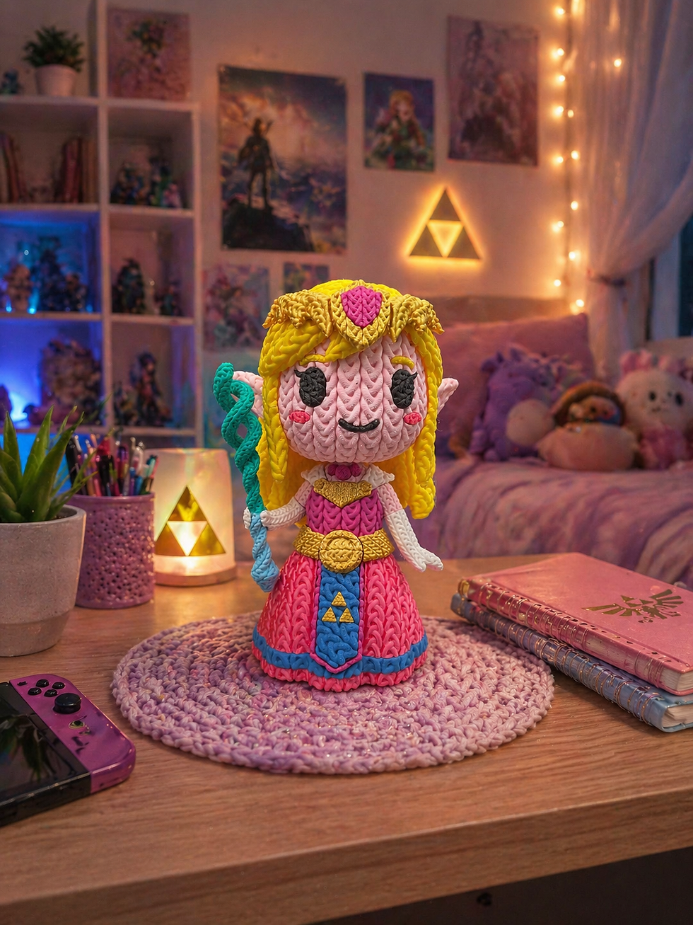 Miniature : Figurine Princesse Fantaisie en Impression 3D – Style Crochet 22 cms