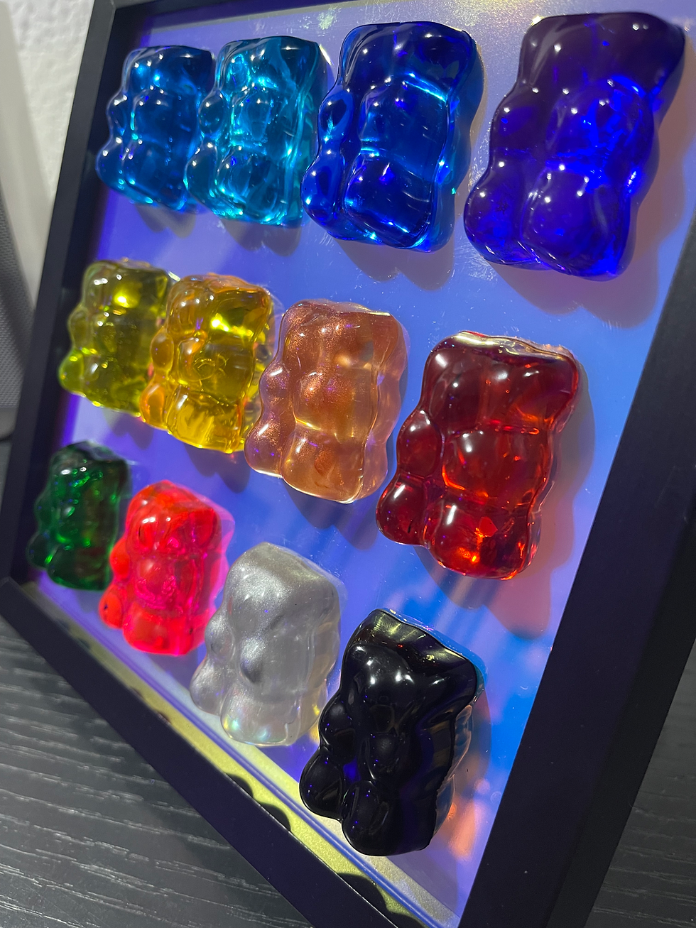 Miniature : Tableau Oursons Radieux – Résine 22 x 22 cms