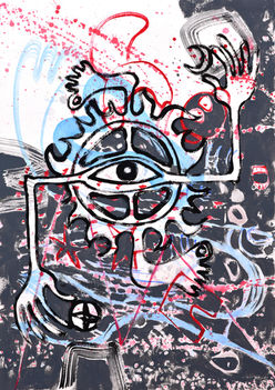 This artwork, with its intricate symbolism and the merging of contrasting artistic mediums, becomes a visual journey that invites contemplation on the cyclical nature of existence, the pursuit of enlightenment, and the profound interplay between light and substance.