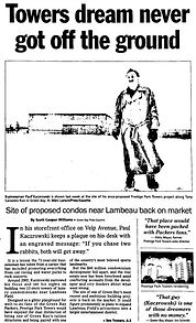 Dreamer reflects on failed Lambeau Field towers