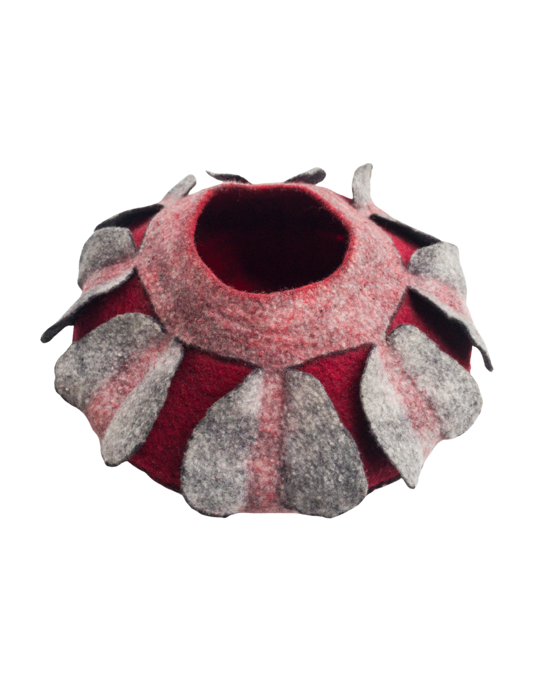 Felted Vase | Grey-Burgundy