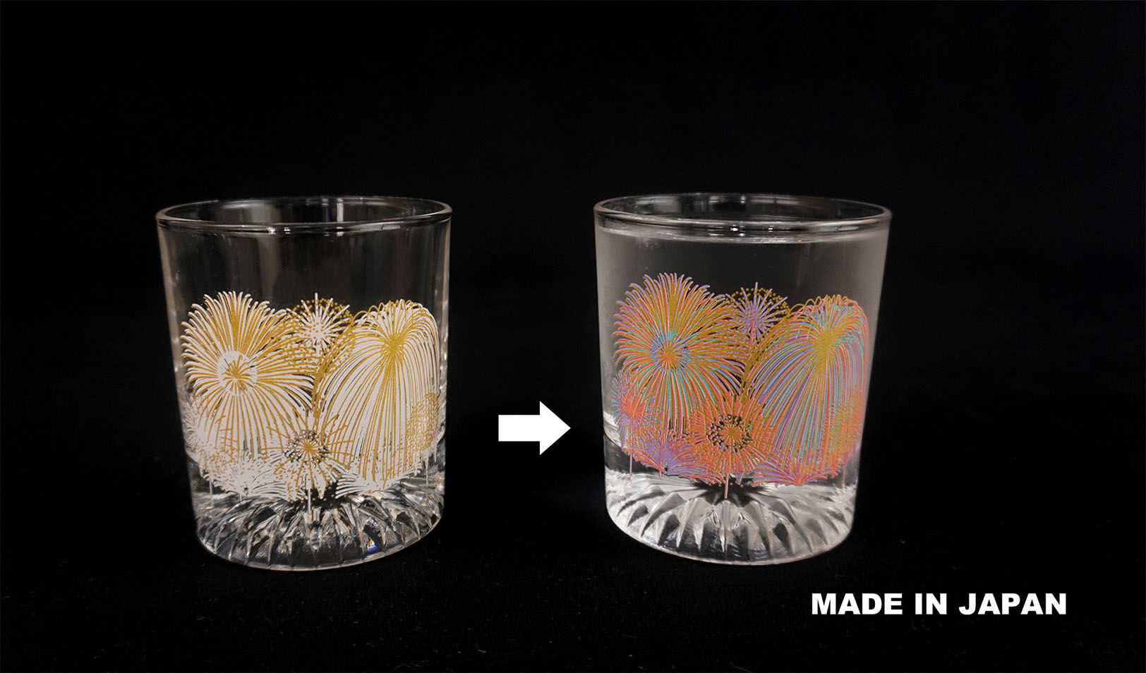 冷感変色 ロックグラス 2個セット 和趣四季彩 【花火】