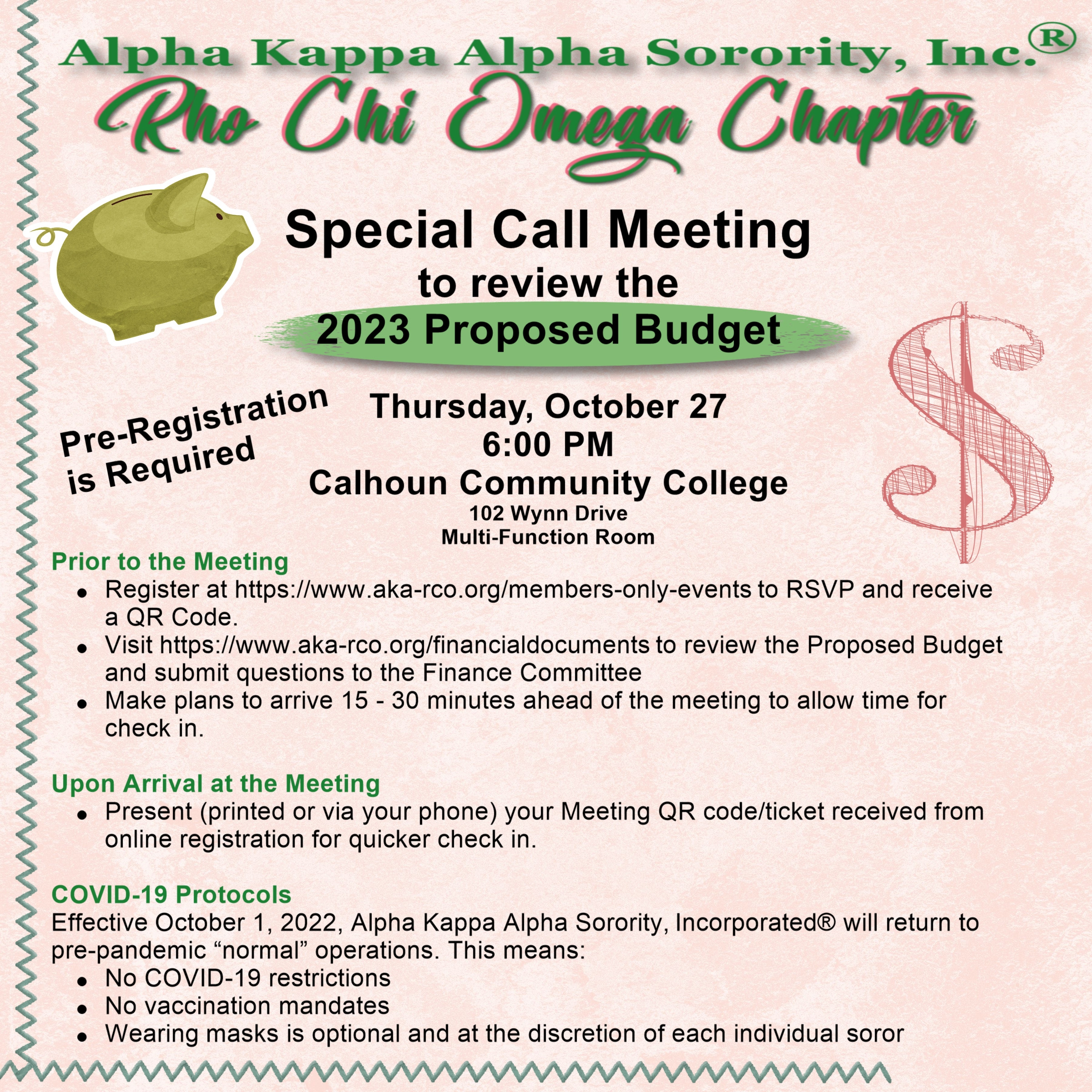 Call Committee Update Special Call Meeting - Proposed Budget Review | aka-rco