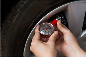 Use a reliable pressure gauge to check tyre pressure.