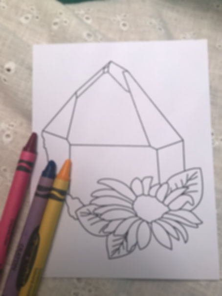 Crystal with Flower Coloring Card