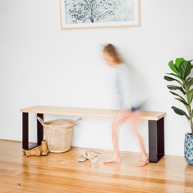 Estelle bench seat - Tasmanian Oak - Black legs