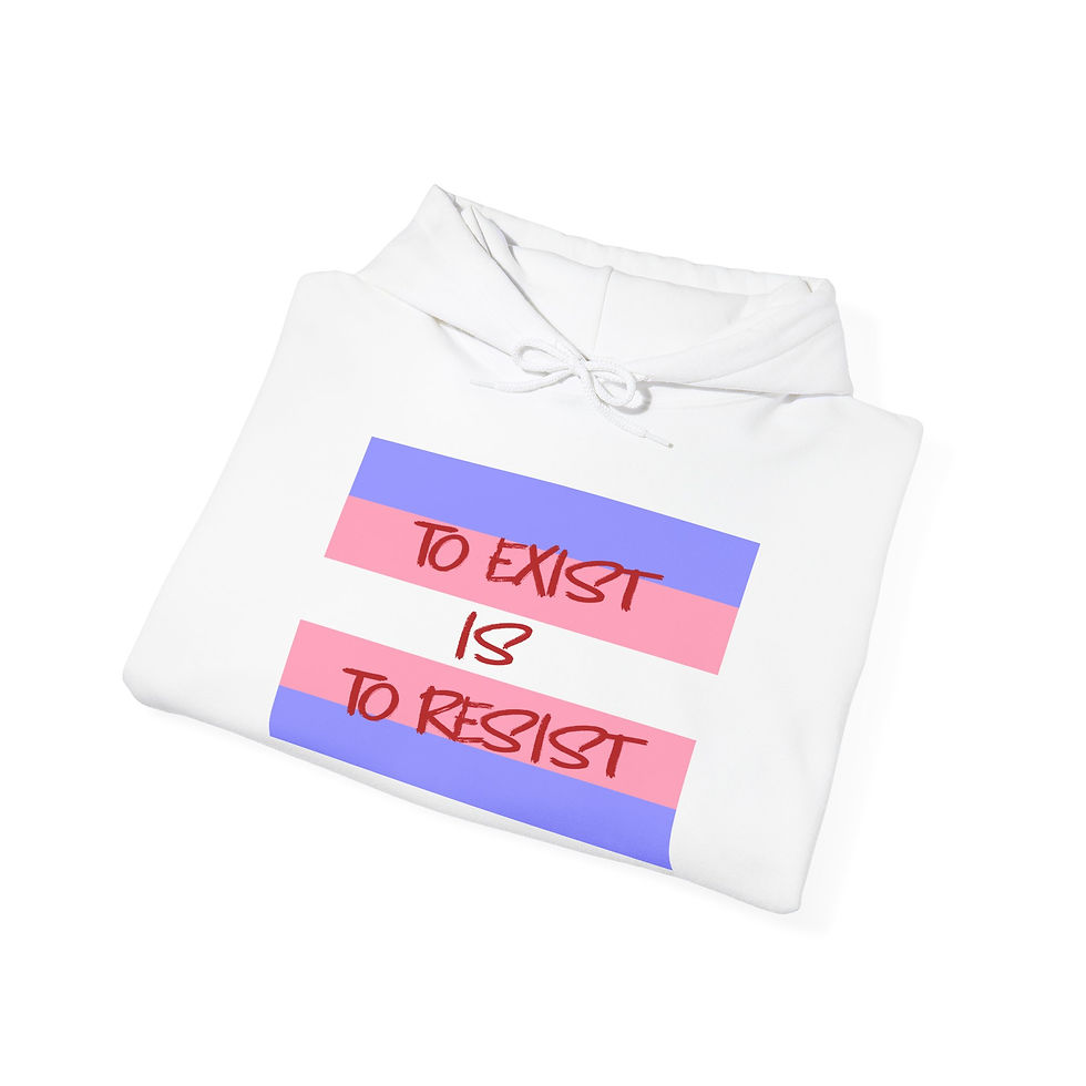 Thumbnail: Trans Flag Hooded Sweatshirt - 'To Exist is to Resist'