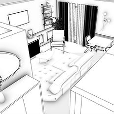 3D visual of a living room design