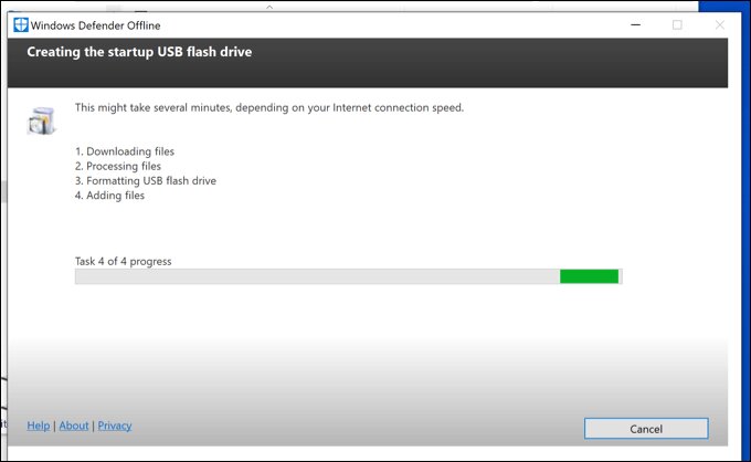تثبيت برنامج Windows Defender على USB