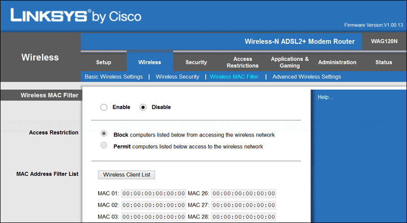 حجب ماك ادريس فى الراوتر