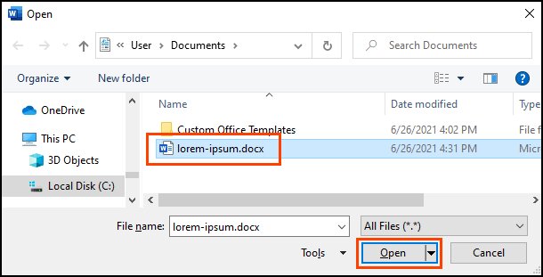 اصلاح ملف وورد تالف