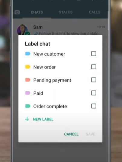 صنيف الدردشات - Label واتساب بيزنس