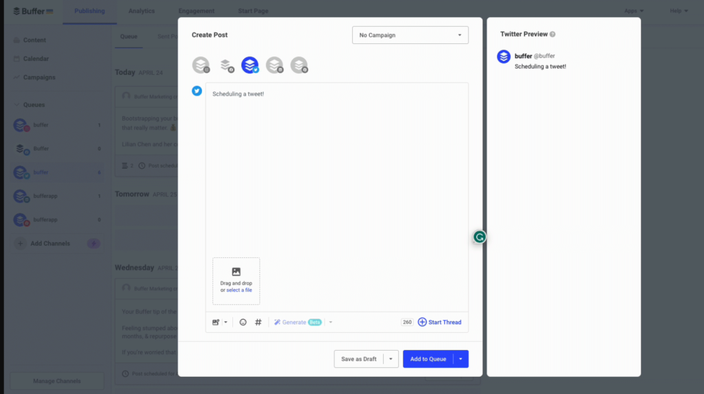 كيفية جدولة التغريدات في تويتر X باستخدام أداة Buffer