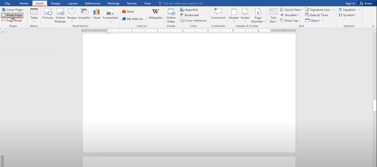 إضافة صفحة جديدة فارغة وورد