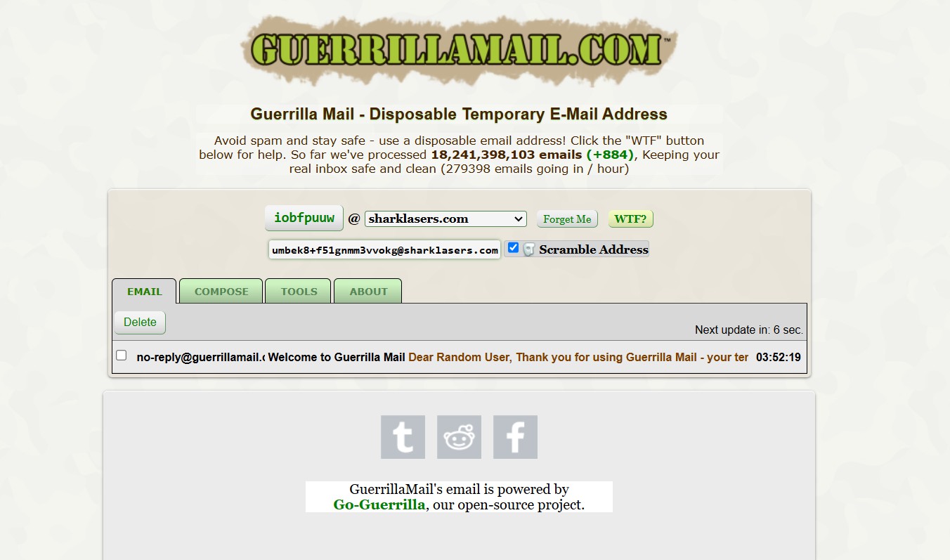 Guerrilla Mail - Disposable Temporary E-Mail