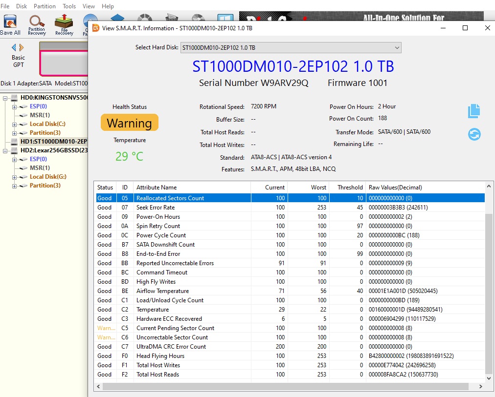 فحص صحة أقراص التخزين