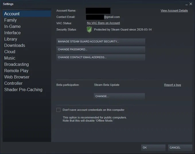 اعدادات Steam Remote Play