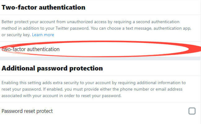 اعدادات المصادقة الثنائية تويتر