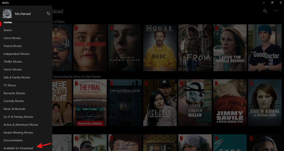 قائمة الأعمال المتاحة للتحميل بدون إنترنت على نتفيلكس