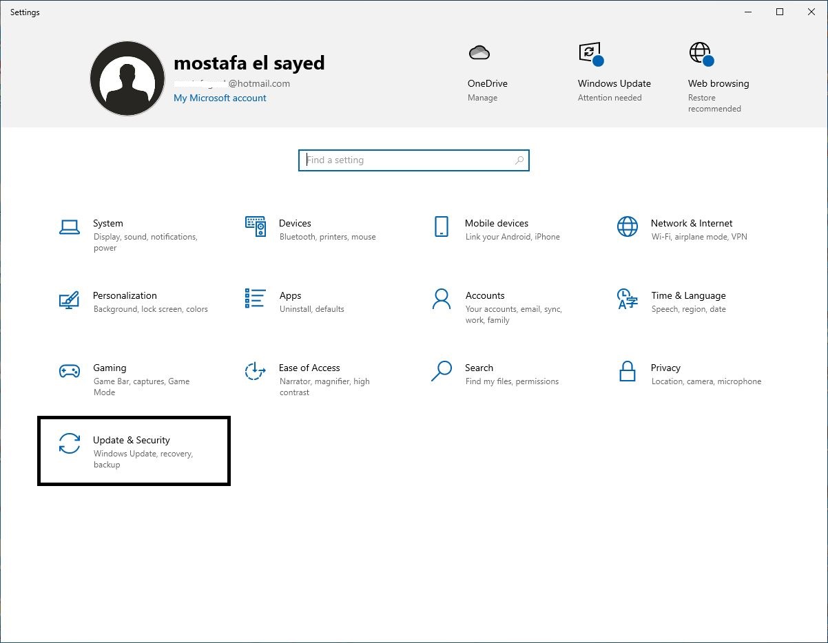 اعدادات ويندوز 10