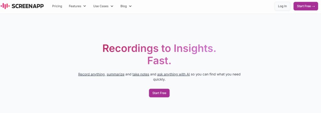 ScreenApp.io مسجل شاشة اونلاين