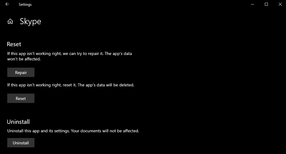 اعادة ضبط المصنع للسكايب