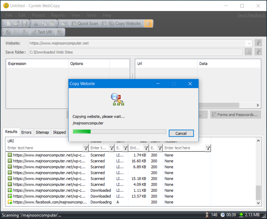 نسخ المواقع بواسطة WebCopy