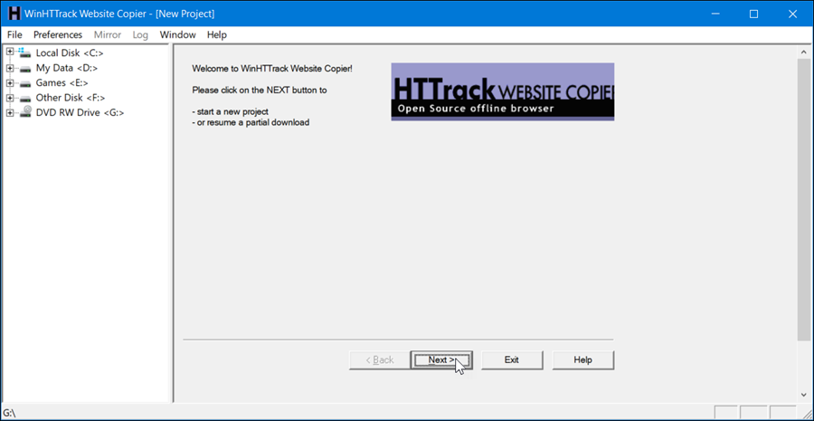 برنامج HTTrack