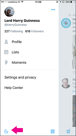 الوضع المظلم تويتر 