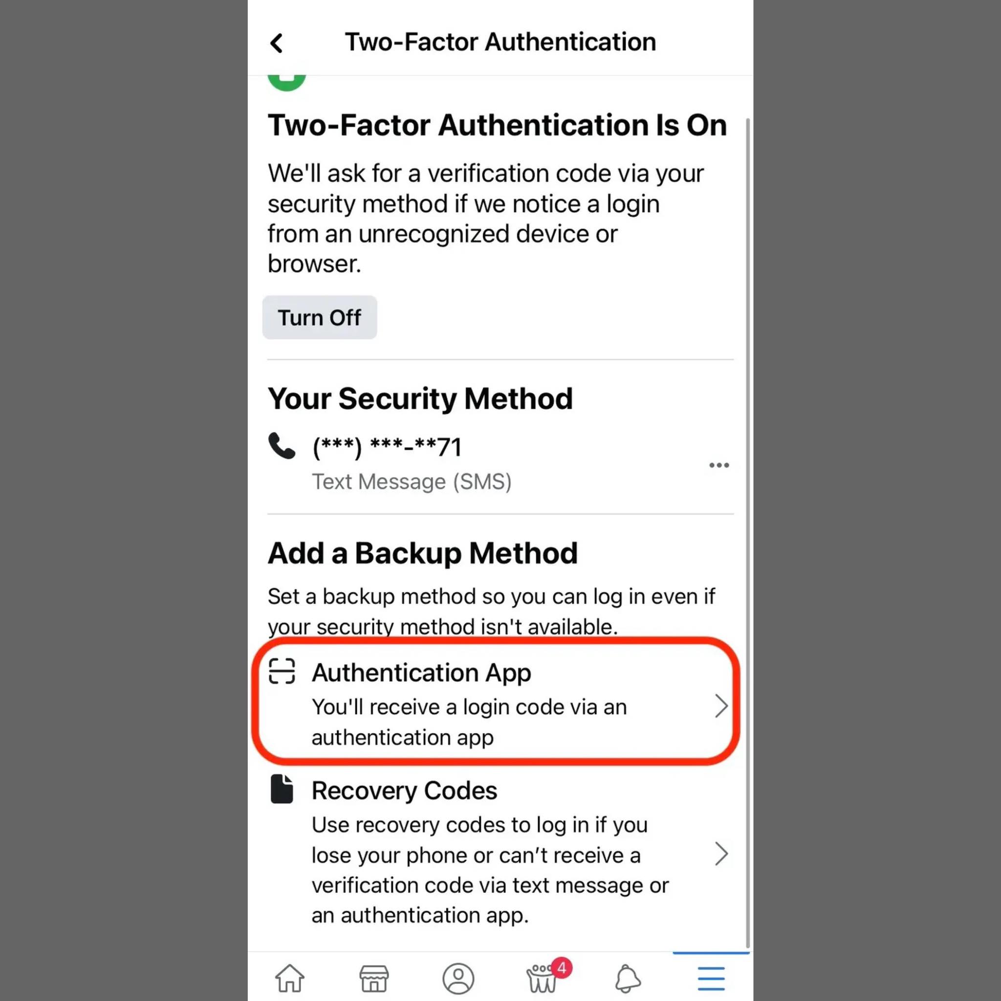 تمكين المصادقة الثنائية من أجل حماية حساب فيسبوك