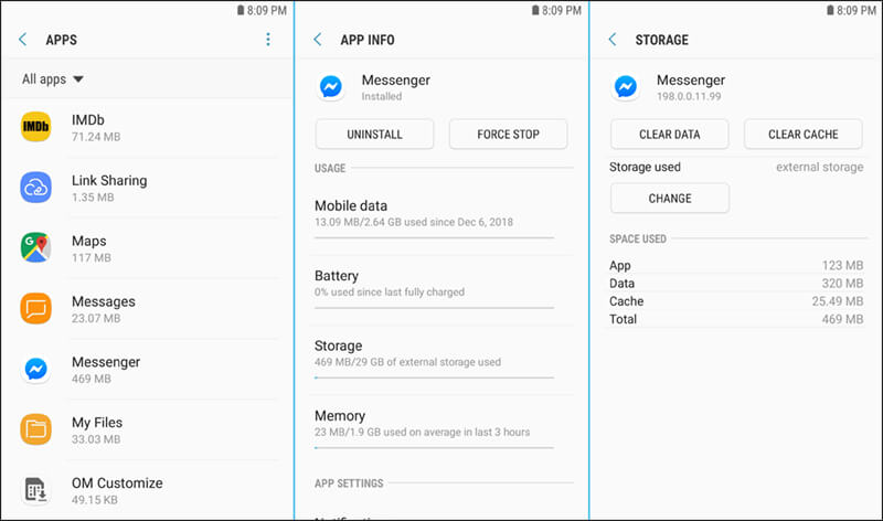 حذف ذاكرة التخزين المؤقت للماسنجر