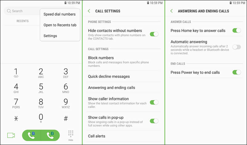 إنهاء المكالمات والرد عليها بأزرار الهاتف
