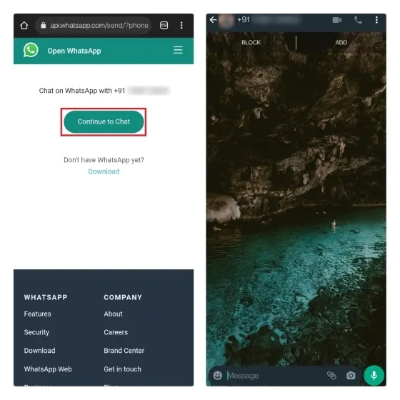 ارسال واتساب بدون تسجيل الرقم