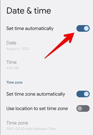 ضبط الوقت تلقائيا